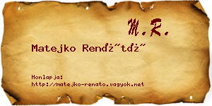 Matejko Renátó névjegykártya